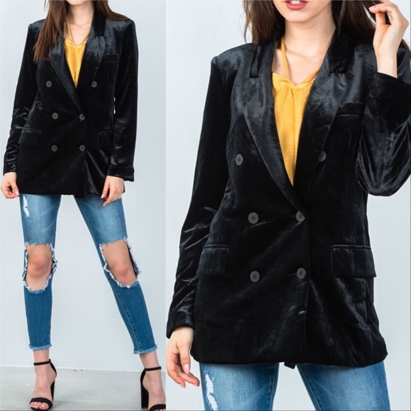 VELVET DOUBLE BREAST BLAZER - Picture 4 of 4